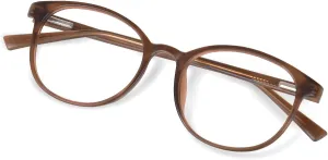 FONHCOO Blue Light Blocking Glasses Women Men Computer Eyeglasses,TR90 Fashion Round Transparent Anti Blue Light Glasses with Anti Eyestrain & UV Glare for Gaming & Reading (Matt Coffee)