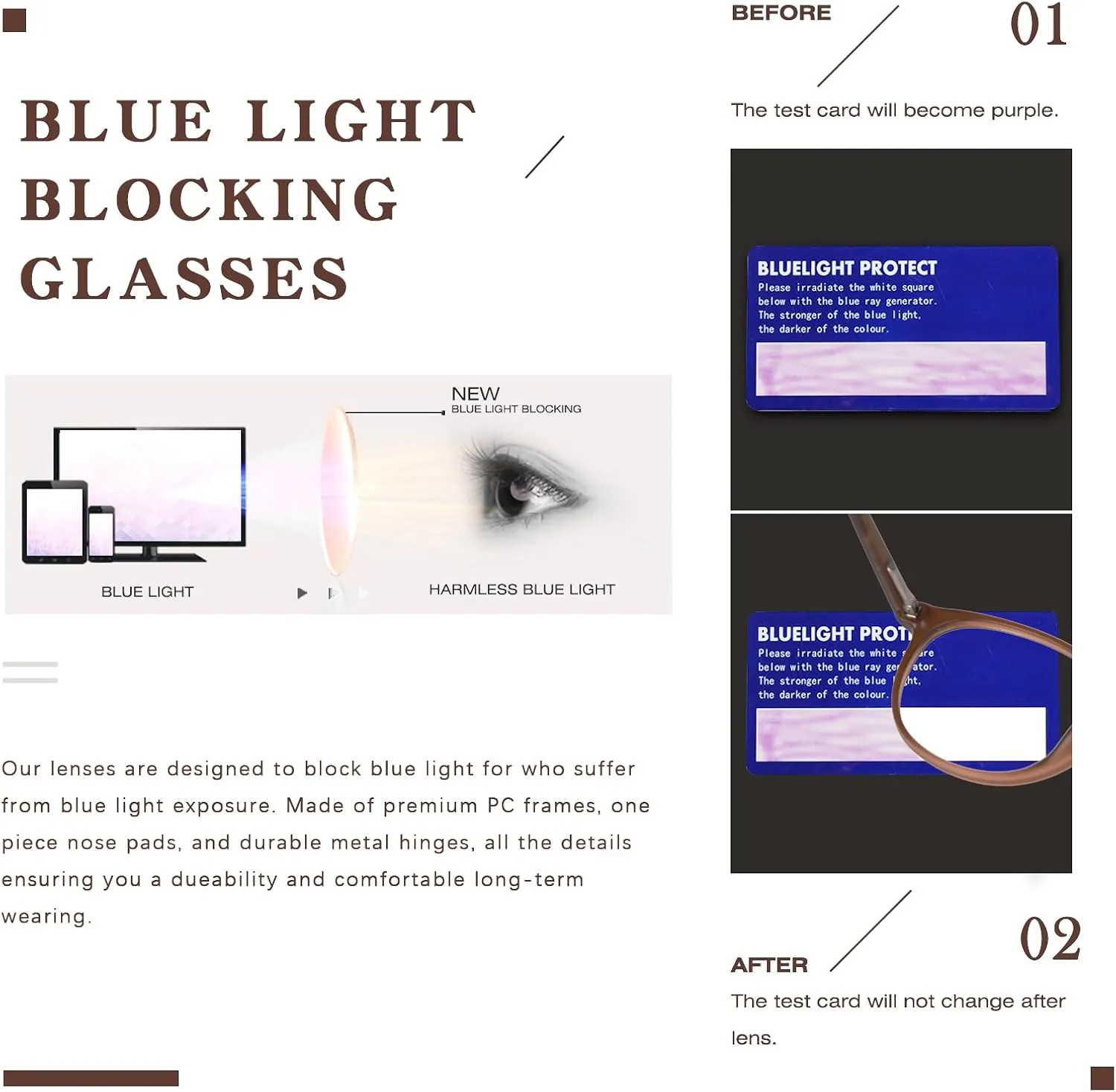 FONHCOO Blue Light Blocking Glasses Women Men Computer Eyeglasses,TR90 Fashion Round Transparent Anti Blue Light Glasses with Anti Eyestrain & UV Glare for Gaming & Reading (Matt Coffee)