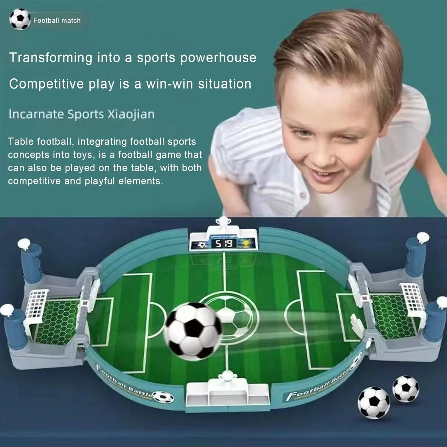 Foosball Table Interactive Game - Foosball Games, Football Soccer Board Games Set Kids Adults Fun and Interactive Game Improve Hand-Eye Coordination