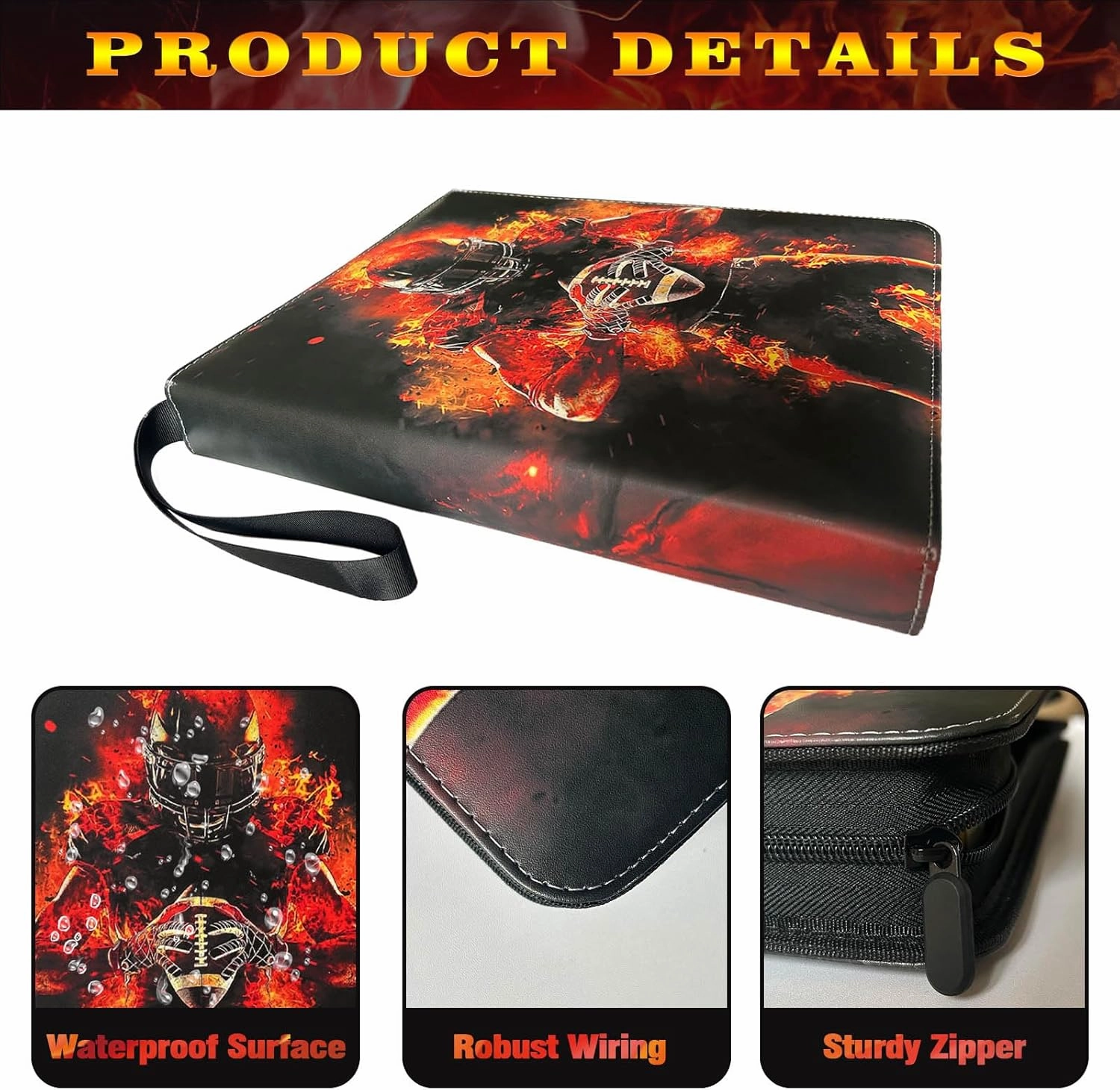Football Card Binder with Sleeves,900 Pockets Football Card Holder Protectors Albums, Card Storage Organizer Case Compatible with Trading Card and Other Sports Cards