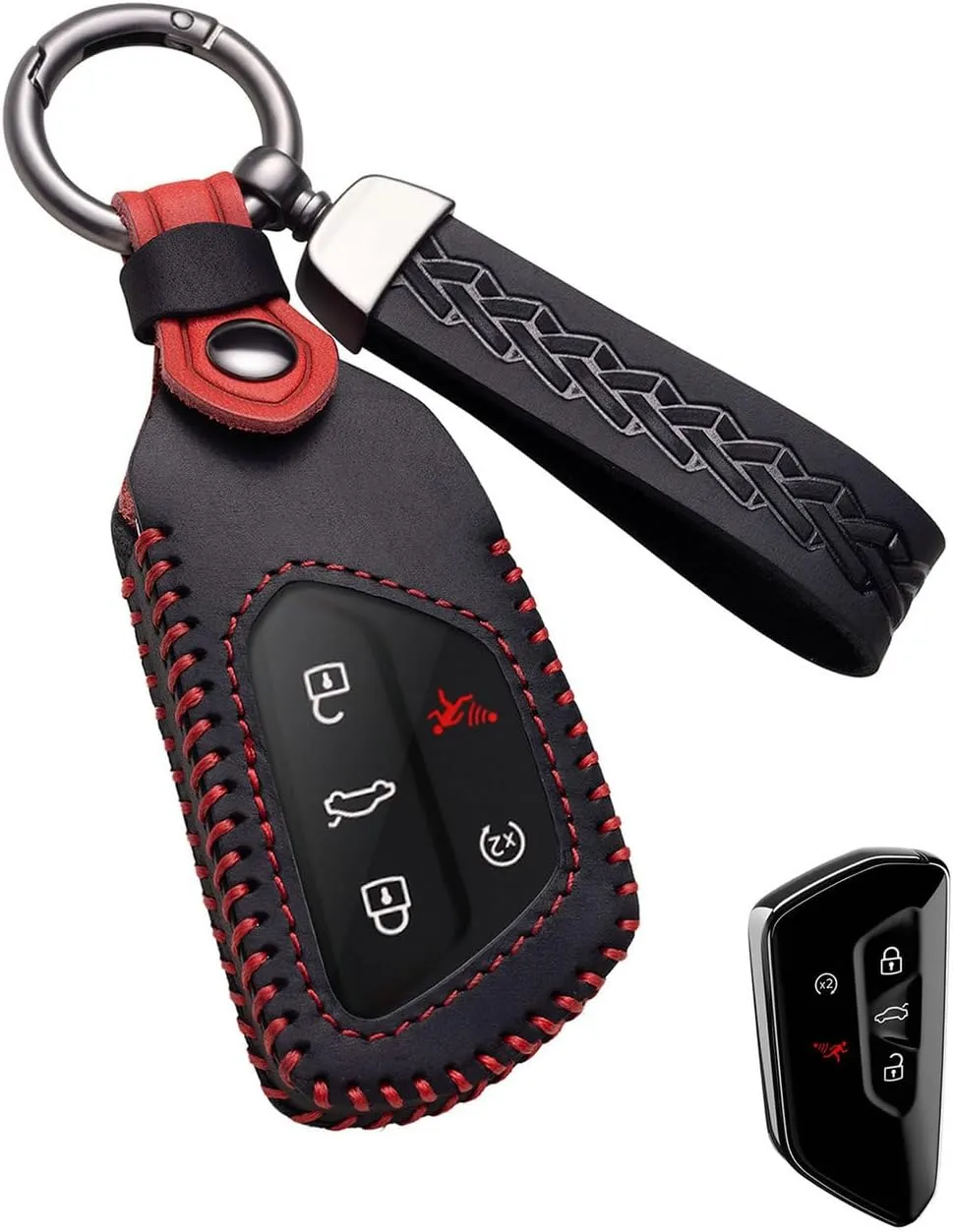 for Volkswagen Key Fob Cover Leather Car Key Case Keychain Fob Holder
