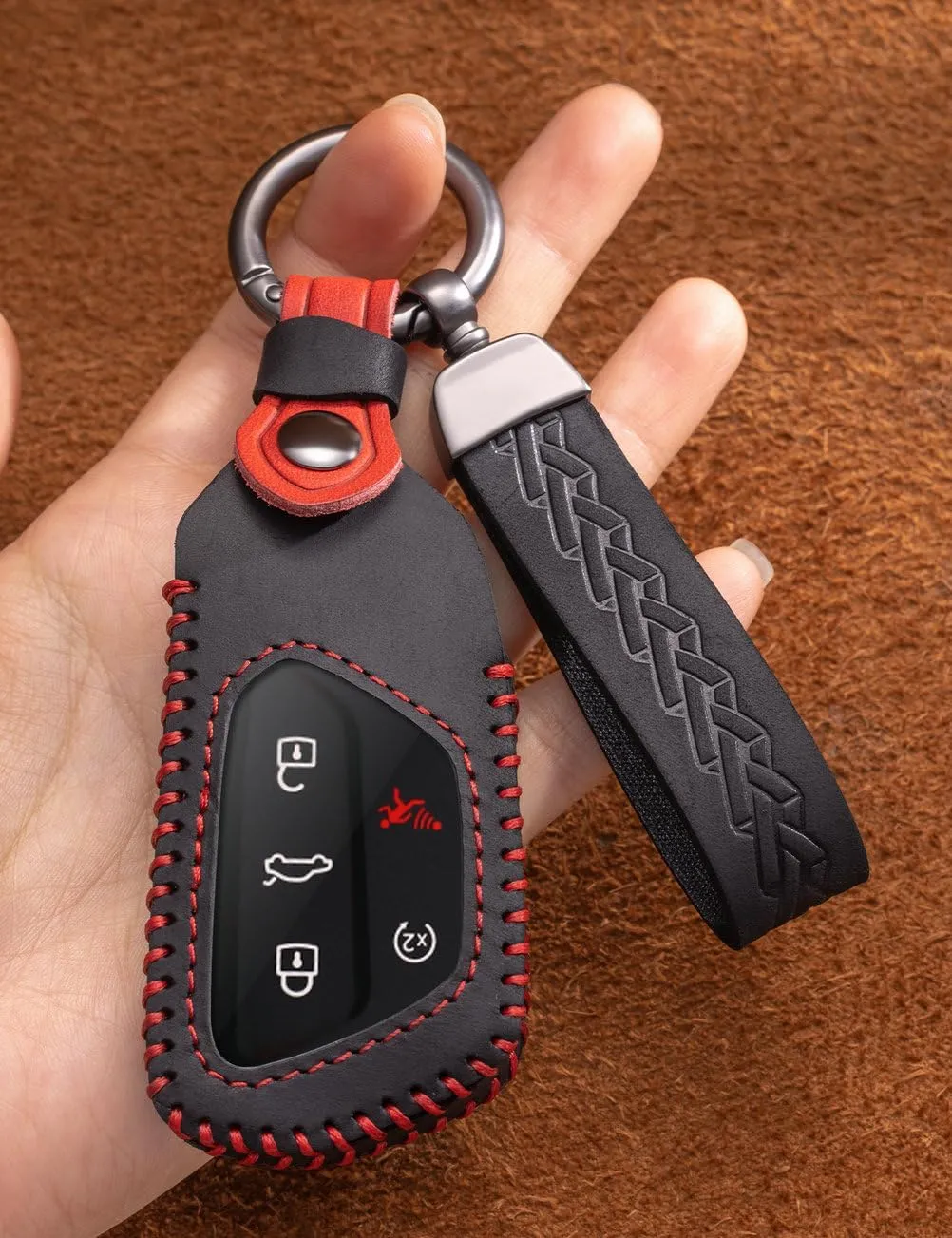 for Volkswagen Key Fob Cover Leather Car Key Case Keychain Fob Holder