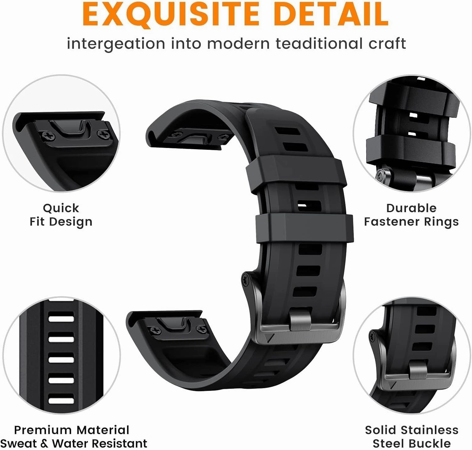 For Fenix 8 Replacement Band 22mm Fenix 7 Bands Fenix 6 Quickfit Watch Band Fenix 5 Plus Silicone Wristband Fenix 6 pro Sports Smart watch Band