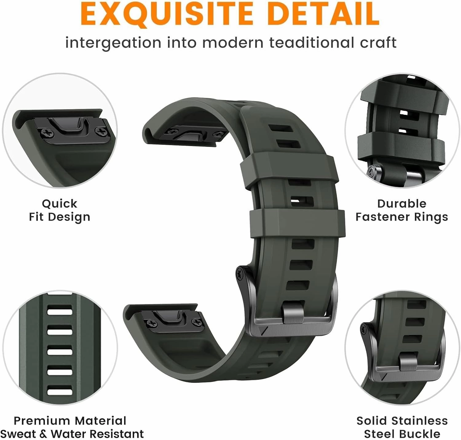 For Fenix 8 Replacement Band 22mm Fenix 7 Bands Fenix 6 Quickfit Watch Band Fenix 5 Plus Silicone Wristband Fenix 6 pro Sports Smart watch Band