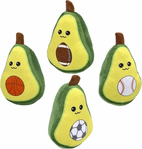 Forest & Twelfth 7'' Sports Avocado Plush Set, Soft Cuddly Kawaii Mini Plushies, Avocado Stuffed Toys for Kids, Squishy Food Shaped Baby Stuffed Avocado Toys, Sports Themed Party Favors (Set of 4)