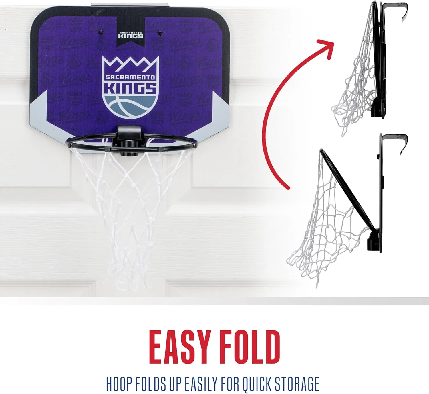 Franklin Sports NBA Team Over The Door Basketball Hoop - Kids Indoor Mini Basketball Hoop with Basketball - NBA Fan Shop Mini Hoop for Bedroom & Office