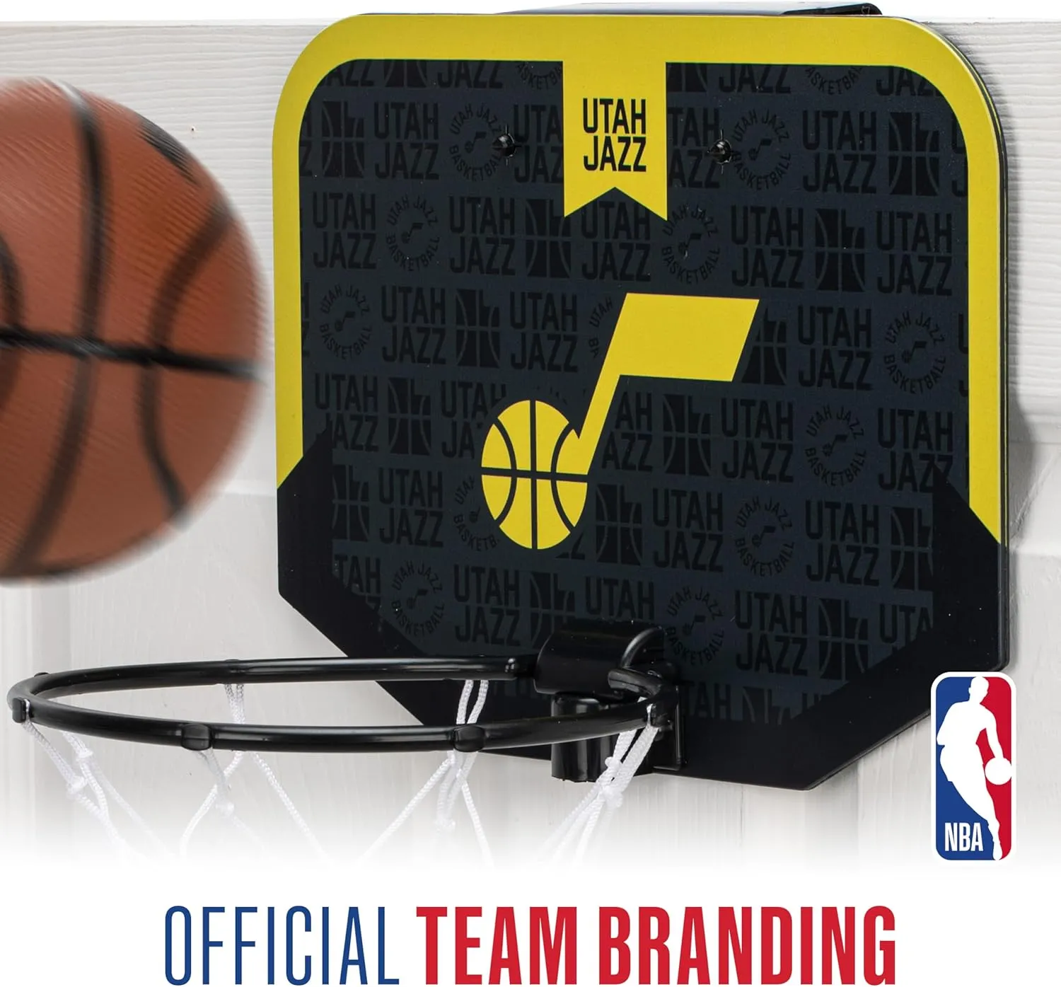 Franklin Sports NBA Team Over The Door Basketball Hoop - Kids Indoor Mini Basketball Hoop with Basketball - NBA Fan Shop Mini Hoop for Bedroom & Office