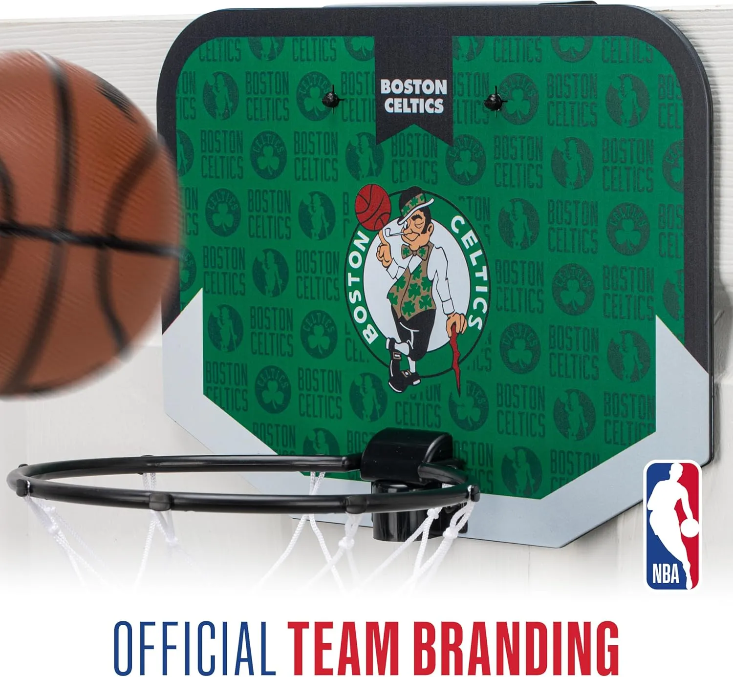 Franklin Sports NBA Team Over The Door Basketball Hoop - Kids Indoor Mini Basketball Hoop with Basketball - NBA Fan Shop Mini Hoop for Bedroom & Office