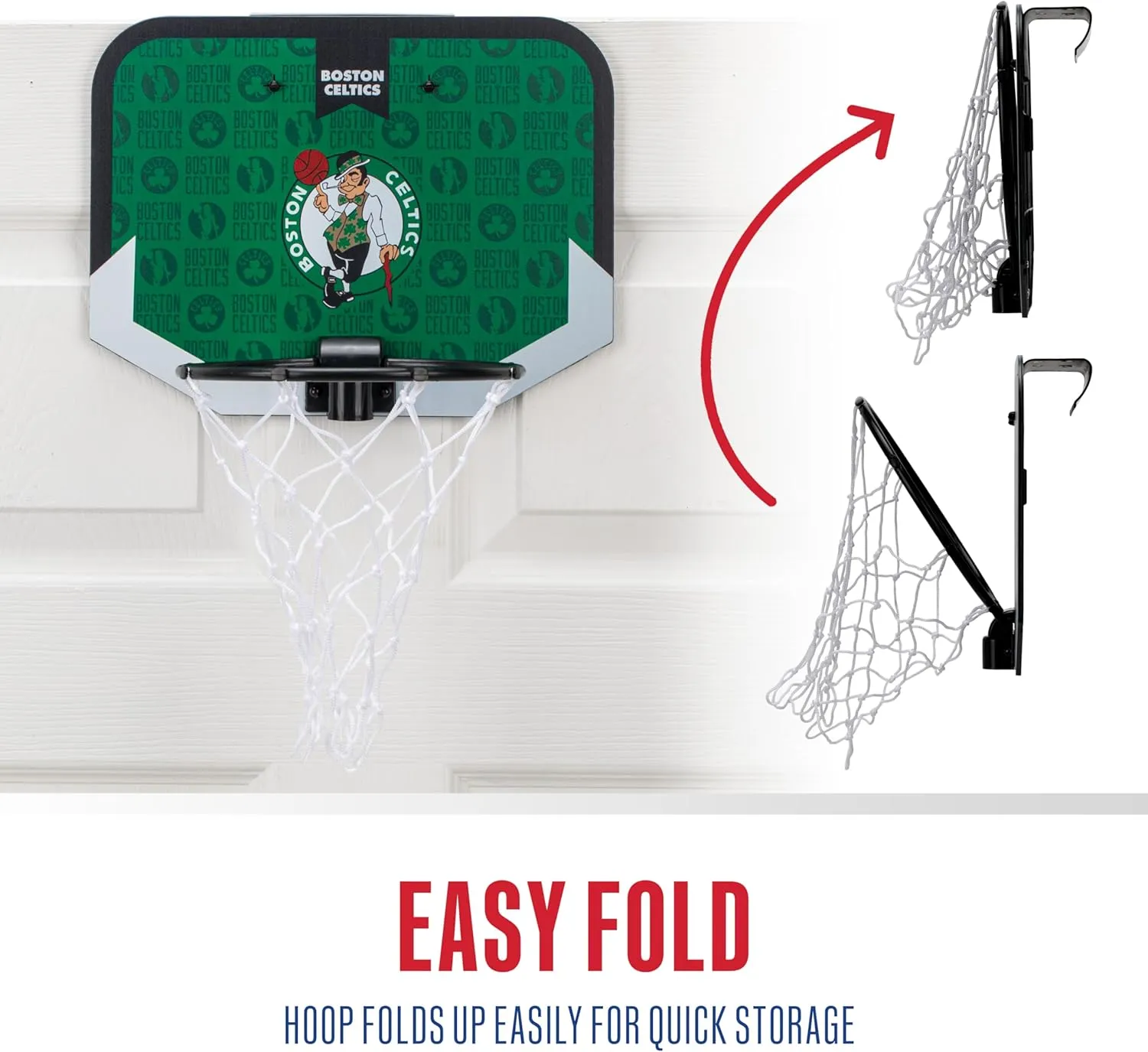 Franklin Sports NBA Team Over The Door Basketball Hoop - Kids Indoor Mini Basketball Hoop with Basketball - NBA Fan Shop Mini Hoop for Bedroom & Office