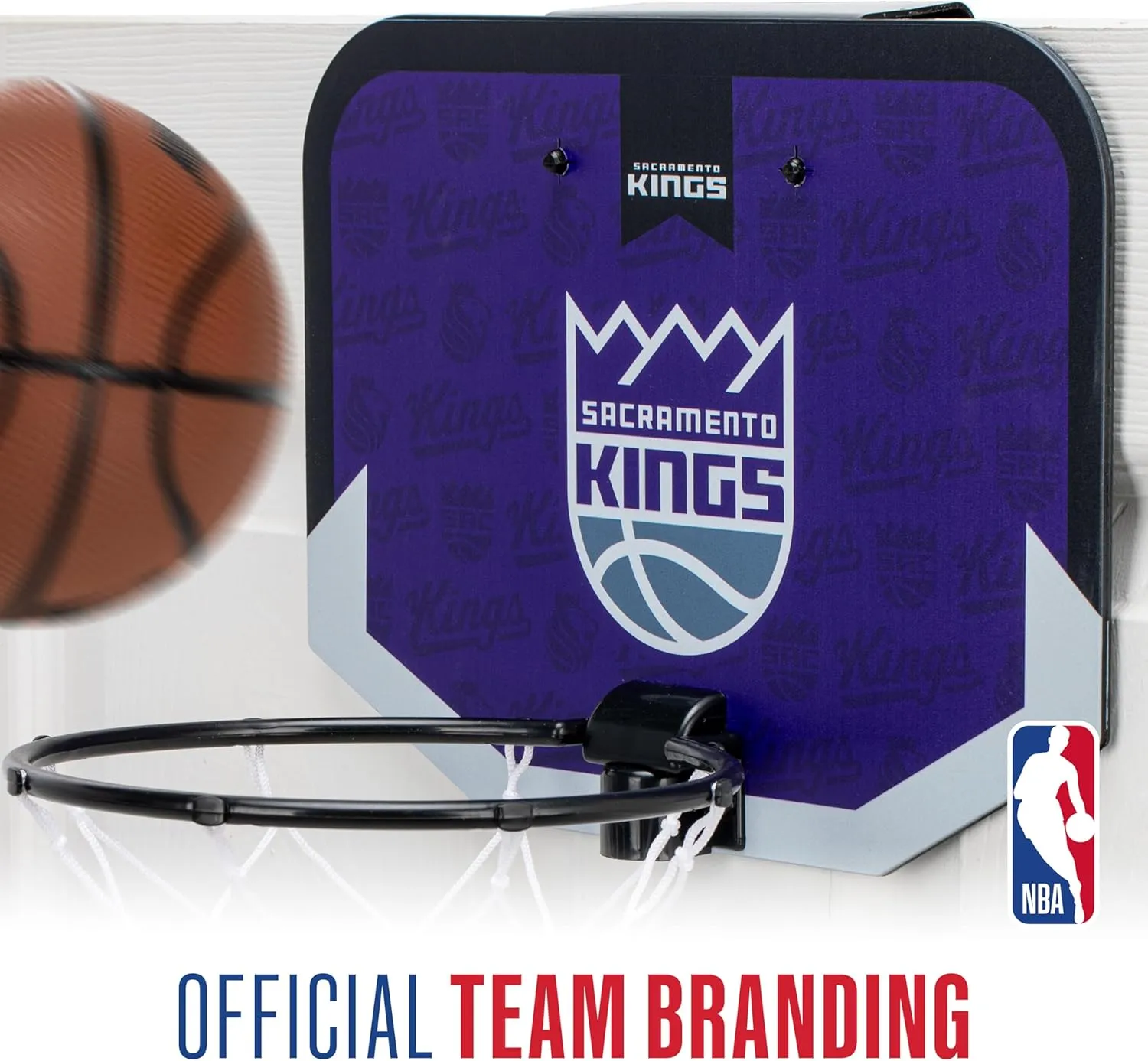 Franklin Sports NBA Team Over The Door Basketball Hoop - Kids Indoor Mini Basketball Hoop with Basketball - NBA Fan Shop Mini Hoop for Bedroom & Office