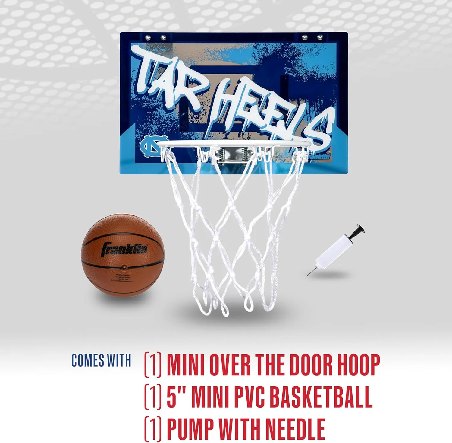 Franklin Sports NCAA Over The Door Basketball Hoop - Kids Indoor Basketball Hoop with Basketball - NCAA Fan Shop Mini Hoop for Bedroom   Office - Over The Door Mini Hoop
