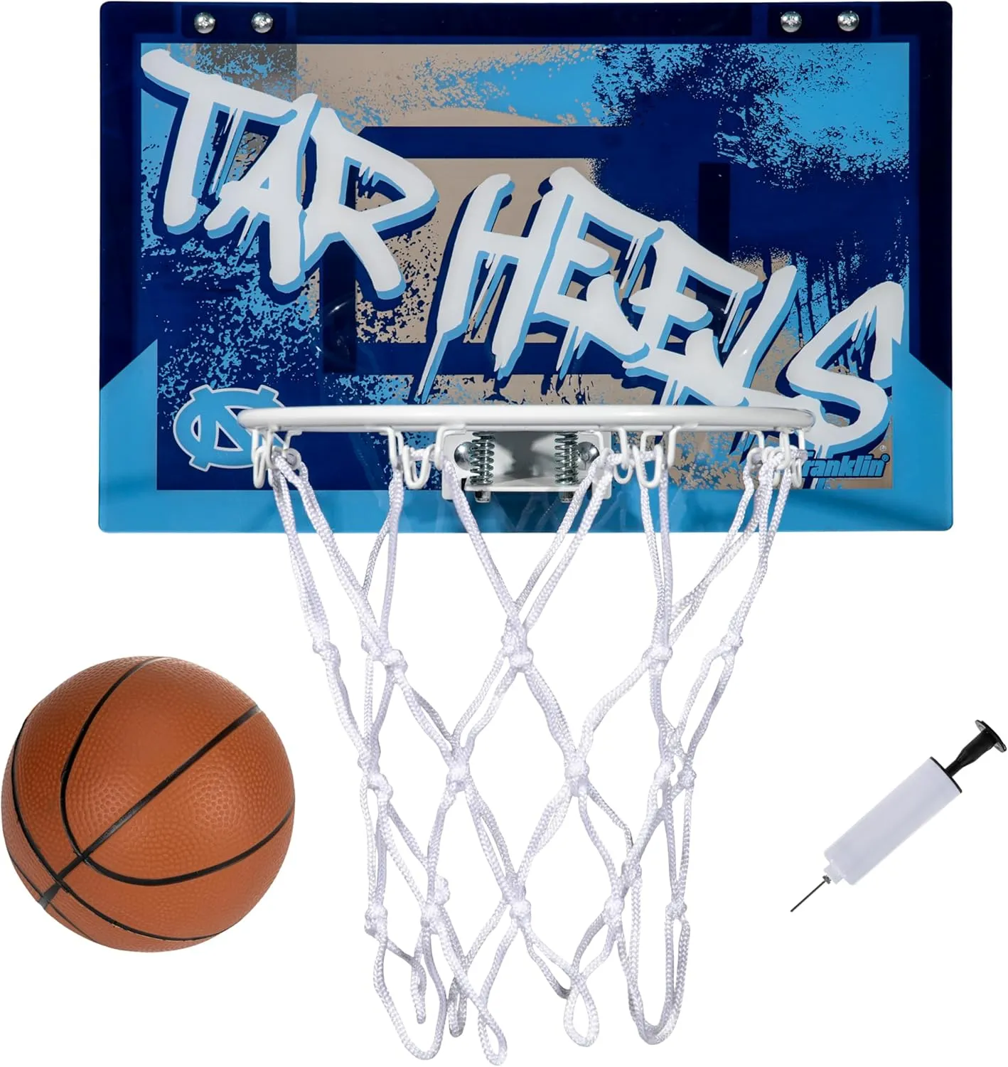 Franklin Sports NCAA Over The Door Basketball Hoop - Kids Indoor Basketball Hoop with Basketball - NCAA Fan Shop Mini Hoop for Bedroom   Office - Over The Door Mini Hoop