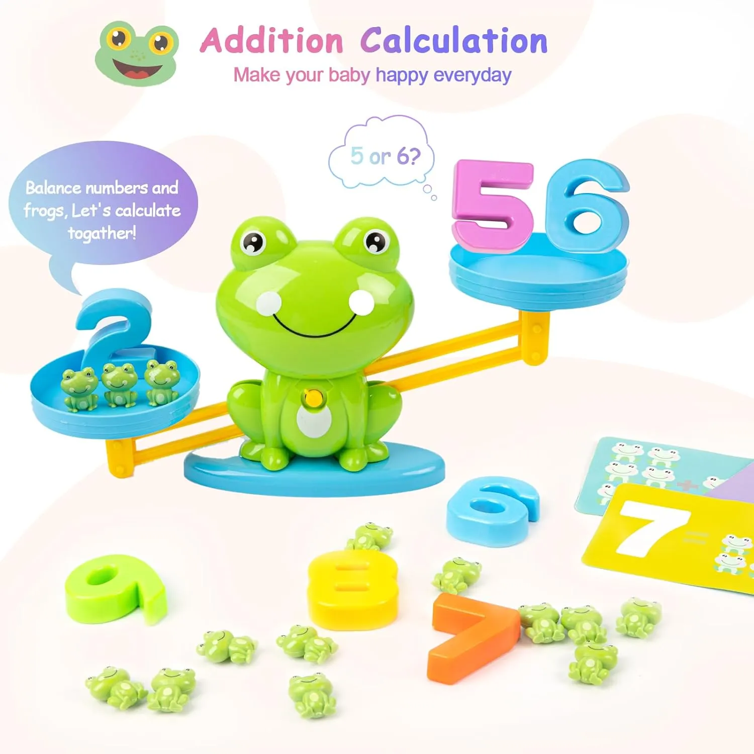 Frog Balance Counting Toys, Cool Math Learning Games for Boys and Girls, Educational Number Preschool Toy, Fun Children's Gift STEM Math Games for Kids Age 3  (63 PCS)
