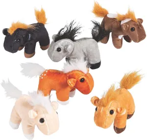 Fun Express Plush Realistic Horses - 1 Dozen Soft Farm & Woodland Stuffed Toys - Perfect for Party Favors Carnival Prizes Special Occasions - Ideal for Kids & Celebrations Assorted Colors - 12 Pieces