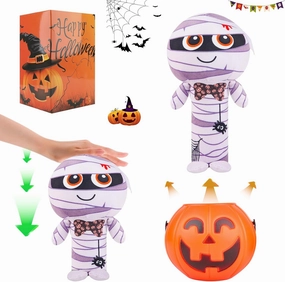 Funny Halloween Mummy Plush Gift Toys Interactive Scare Plush Toys That Bounce Out of Halloween Candy Boxes Halloween Party Favorite for Kids Toddlers Teens and Adults