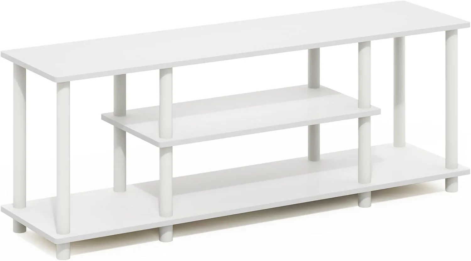 Furinno Turn-N-Tube No Tools 3D 3-Tier Entertainment TV Stands, White/White
