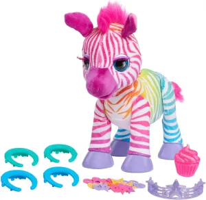 furReal Zenya My Rainbow Zebra Interactive Plush with Accessories, 22-pieces, Pretend Play, Kids Toys for Ages 4 Up by Just Play