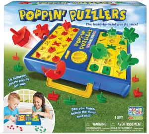 Game Zone Poppin' Puzzlers - Interactive Puzzle Game for 2 Players Ages 4  - Helps Develop Problem-Solving Skills and Fine Motor Skills - Perfect for Game Nights with Family and Friends!