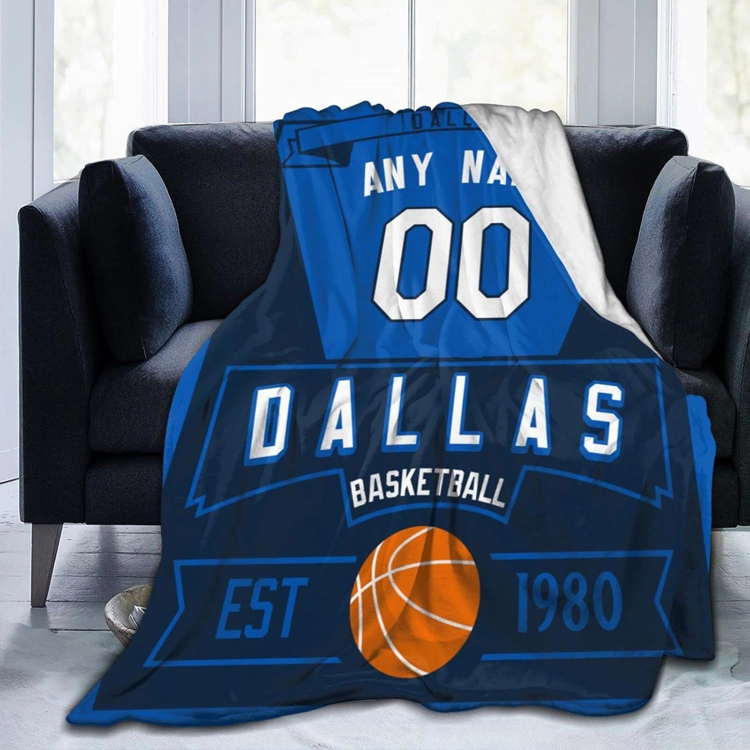 Generic Custom Throw Blankets for Bed Fans Gift for Men Summer Winter Fleece Blanket Basketball Name & Number, 30""x40"", 50""x60"", 60""x80"", B,dallass1
