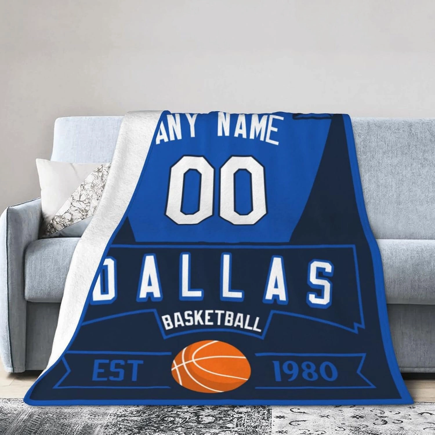Generic Custom Throw Blankets for Bed Fans Gift for Men Summer Winter Fleece Blanket Basketball Name & Number, 30""x40"", 50""x60"", 60""x80"", B,dallass1