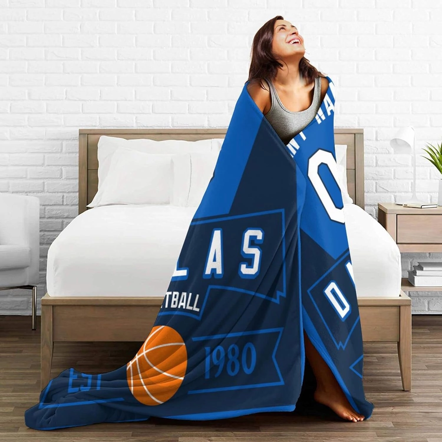 Generic Custom Throw Blankets for Bed Fans Gift for Men Summer Winter Fleece Blanket Basketball Name & Number, 30""x40"", 50""x60"", 60""x80"", B,dallass1