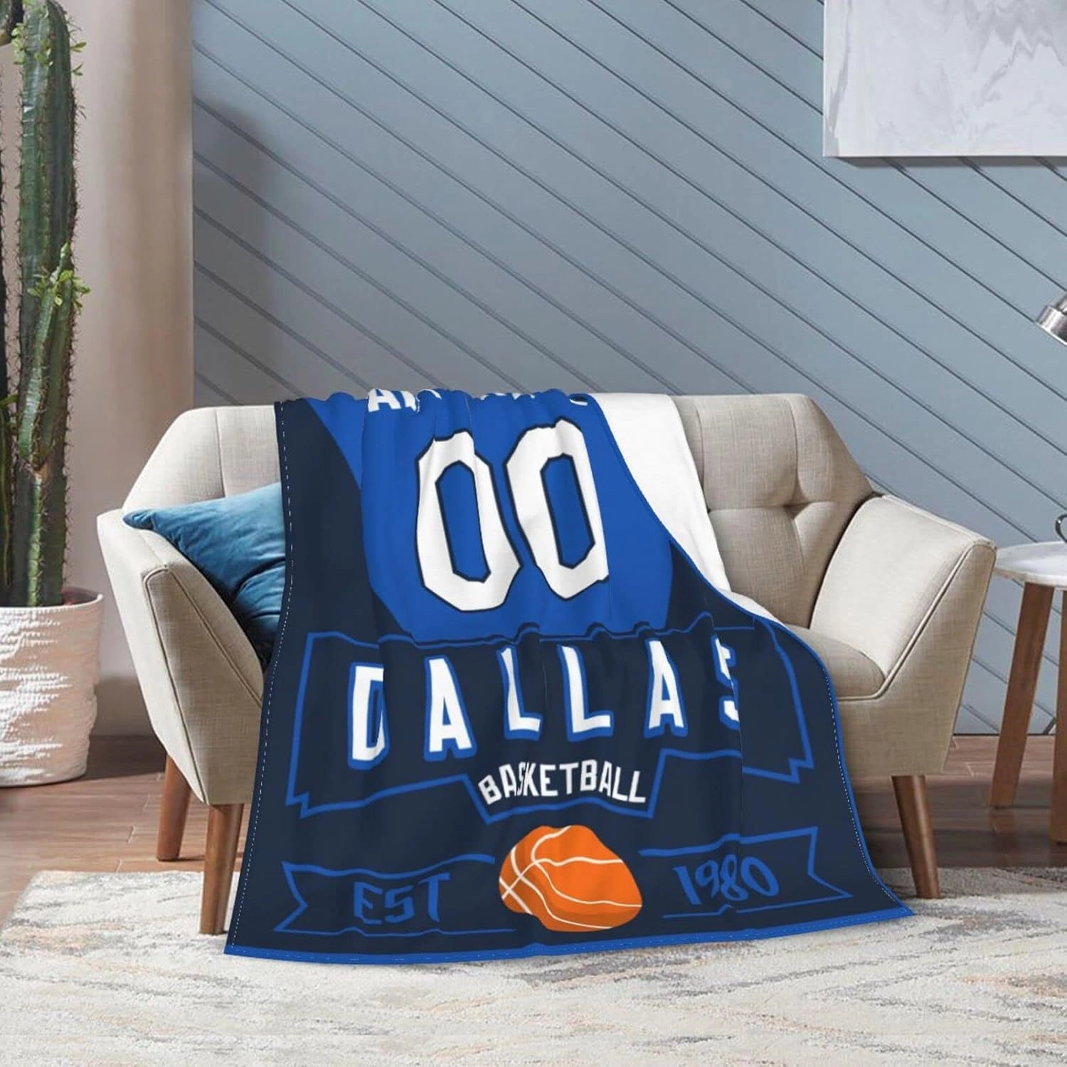 Generic Custom Throw Blankets for Bed Fans Gift for Men Summer Winter Fleece Blanket Basketball Name & Number, 30""x40"", 50""x60"", 60""x80"", B,dallass1
