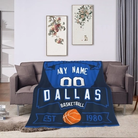Generic Custom Throw Blankets for Bed Fans Gift for Men Summer Winter Fleece Blanket Basketball Name & Number, 30""x40"", 50""x60"", 60""x80"", B,dallass1