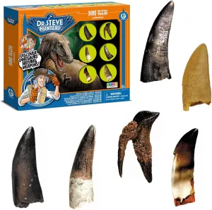 Geoworld Dinosaur Teeth Replica Set - Life-Sized 1:1 Scale of 6 Different Dino Teeth - Interactive STEM Learning Toy for Kids Ages 6 