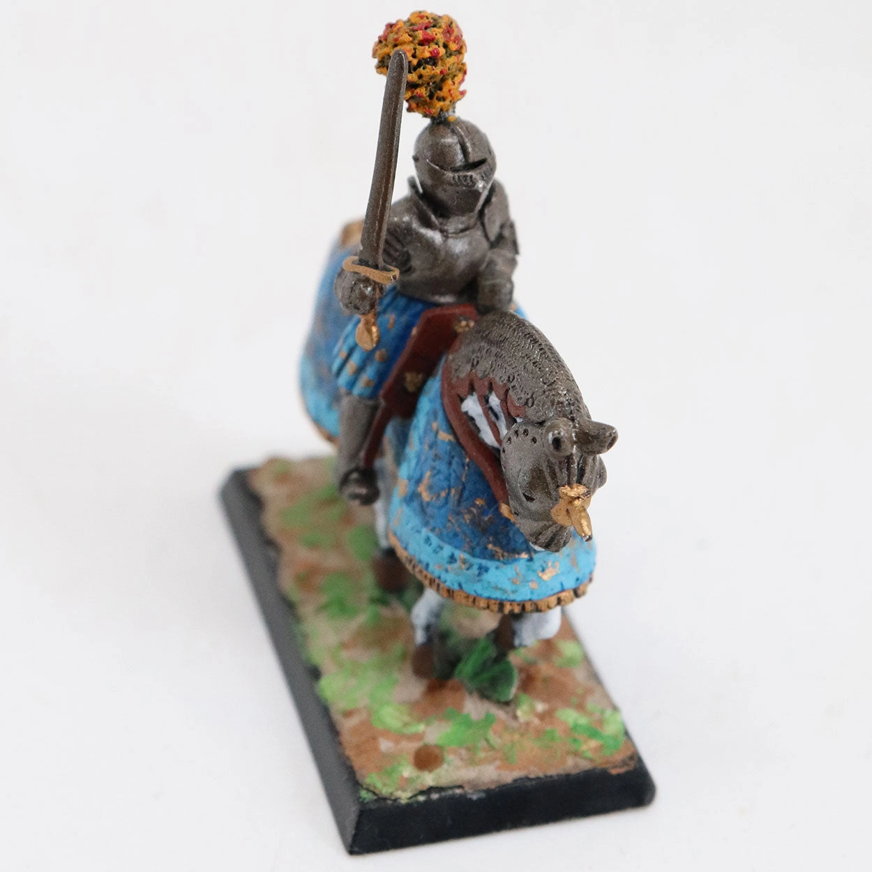 German Painted Tin Alloy Medieval Knight on Horseback Miniature Figure
