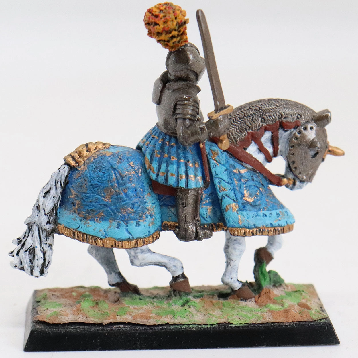 German Painted Tin Alloy Medieval Knight on Horseback Miniature Figure
