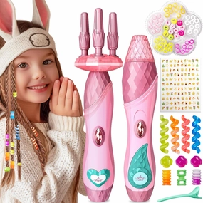 Geyiie Hair Twist Toys for Grils, DIY Hair Styling Tool Toys with Halloween Nail Sticker, DIY Hair Decoration Bead Maker, Girls Pretend Dress Up Toys Gifts for Party Favor Age 5-12