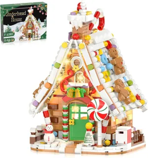 Gingerbread House Building Set with Light Kit, Large Christmas Village Gingerbread House, Inspired Stocking Stuffer or Holiday Decor for Kids or Adults(916PCS)