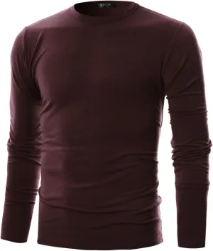 GIVON Mens Slim Fit Soft Cotton Long Sleeve Lightweight Thermal Crew Neck T-Shirt
