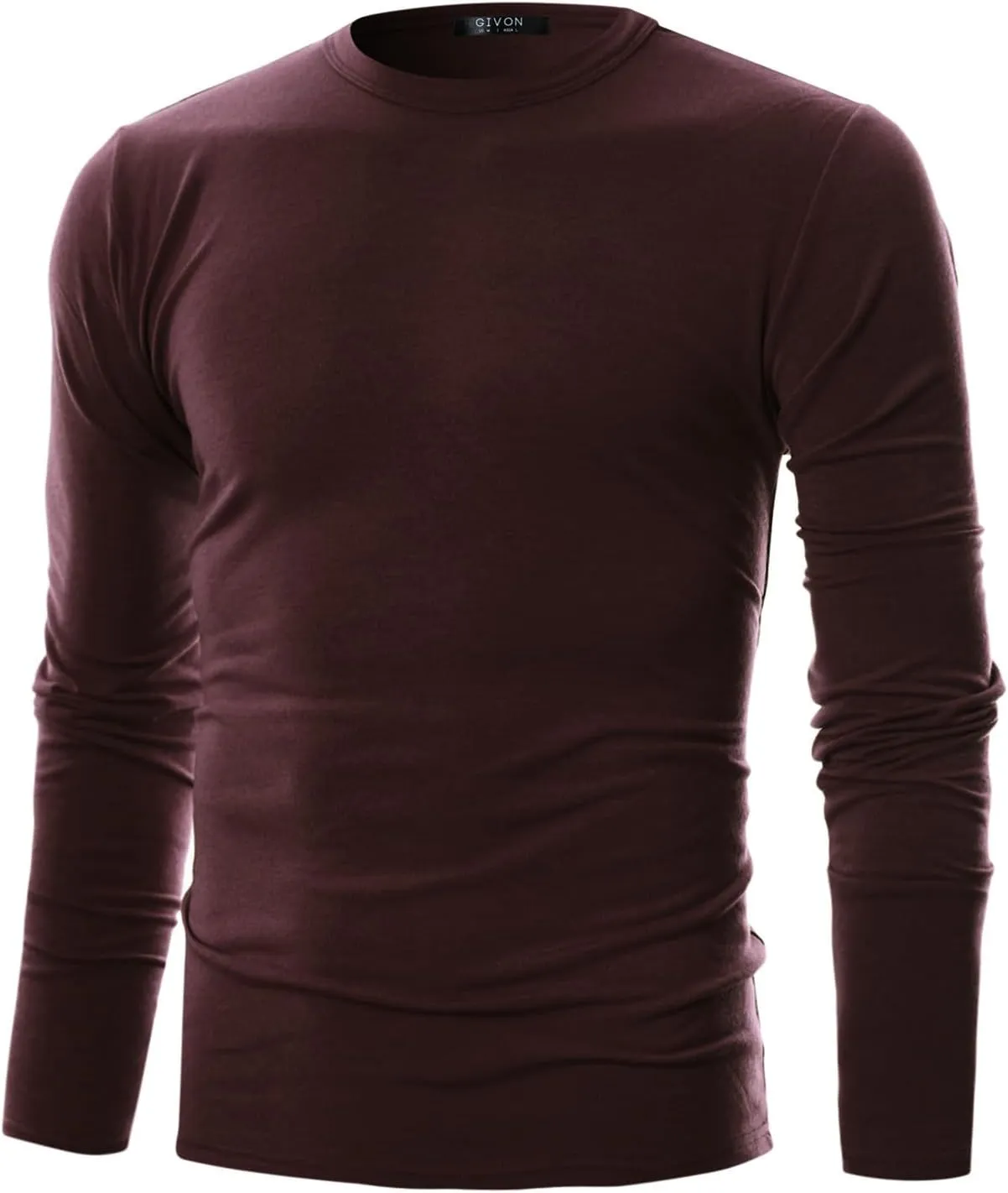 GIVON Mens Slim Fit Soft Cotton Long Sleeve Lightweight Thermal Crew Neck T-Shirt