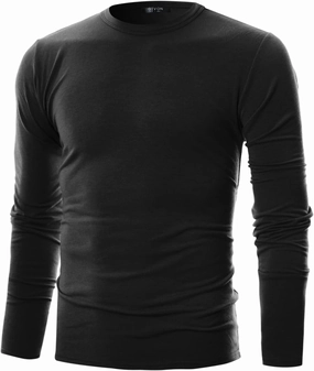 GIVON Mens Slim Fit Soft Cotton Long Sleeve Lightweight Thermal Crew Neck T-Shirt