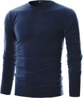 GIVON Mens Slim Fit Soft Cotton Long Sleeve Lightweight Thermal Crew Neck T-Shirt