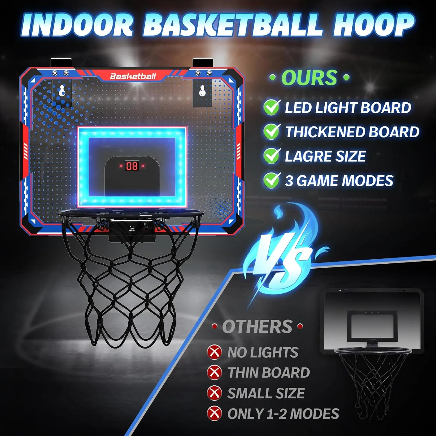 GMAOPHY Basketball Hoop Indoor for 5 6 7 8 9 10  Year Old Boys Kids, Birthday Gift Sport Toys, Mini Basketball Hoop with Electronic Scoreboard Over The Door