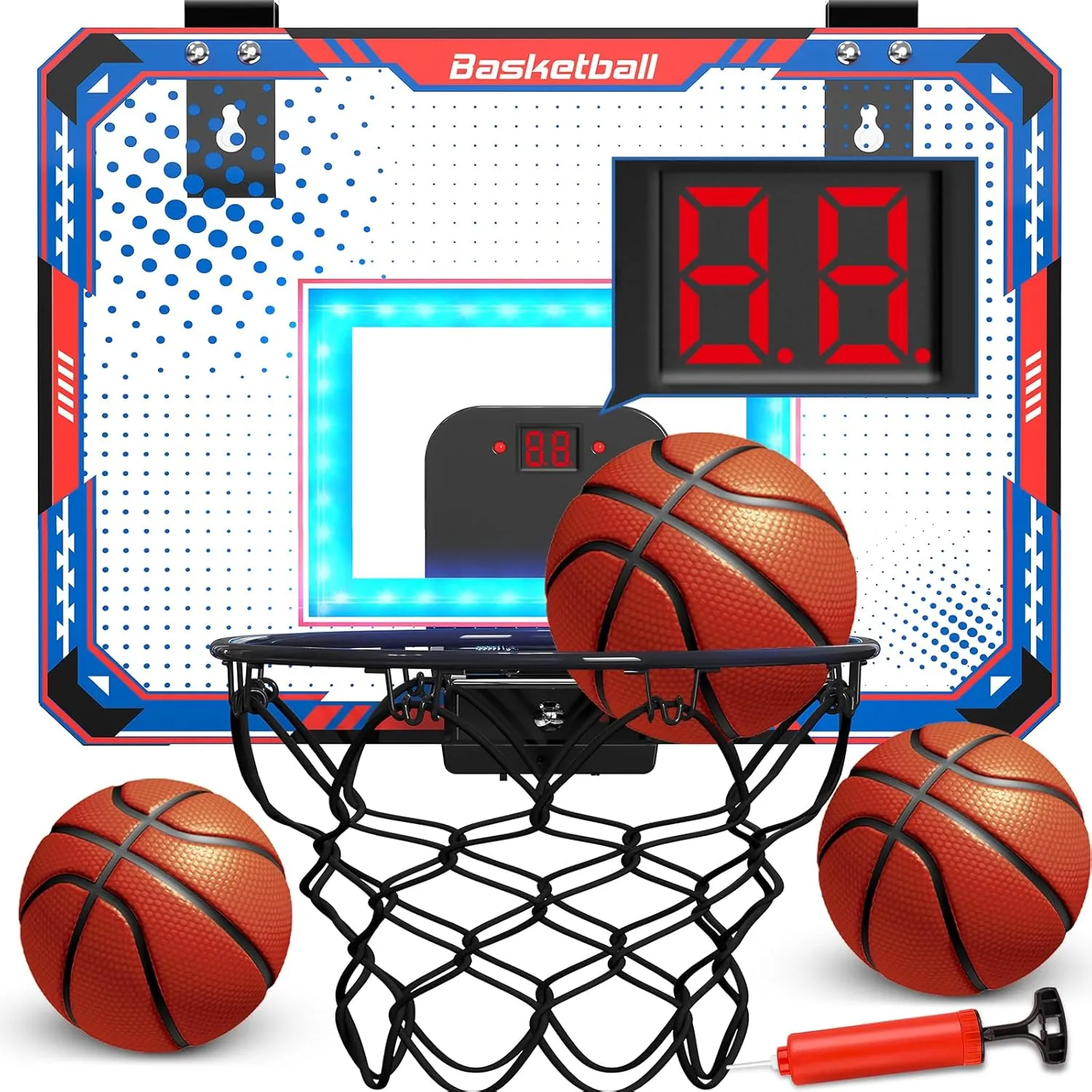 GMAOPHY Basketball Hoop Indoor for 5 6 7 8 9 10  Year Old Boys Kids, Birthday Gift Sport Toys, Mini Basketball Hoop with Electronic Scoreboard Over The Door