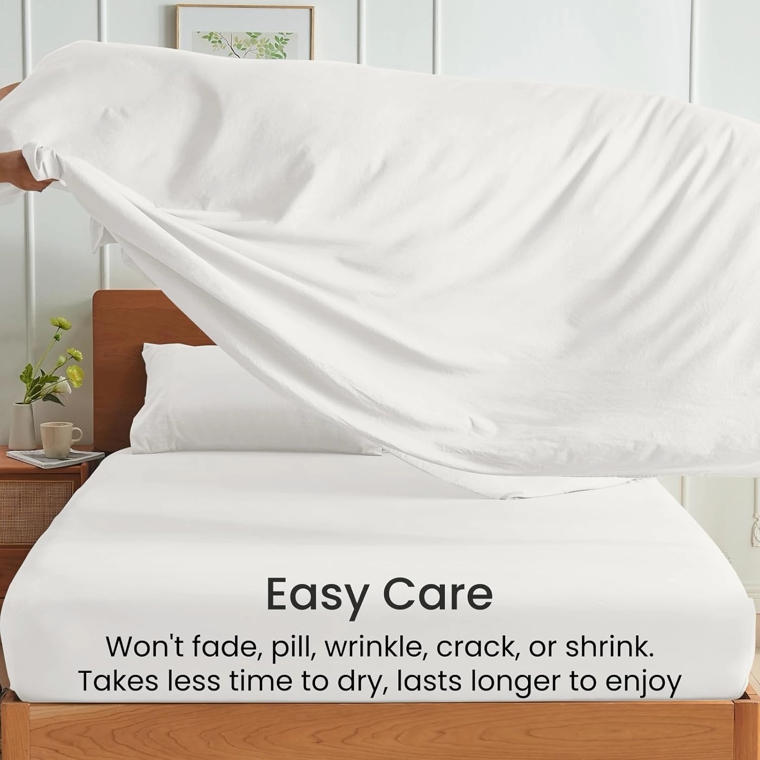 GOKOTTA 5-Pcs Split King Sheets Set for Adjustable Bed with Elastic Corner Straps, 16" Deep Pocket Sleep Number Sheets -Washed & Brushed Microfiber Polyester- Soft, Breathable, Wrinkle-Free - White