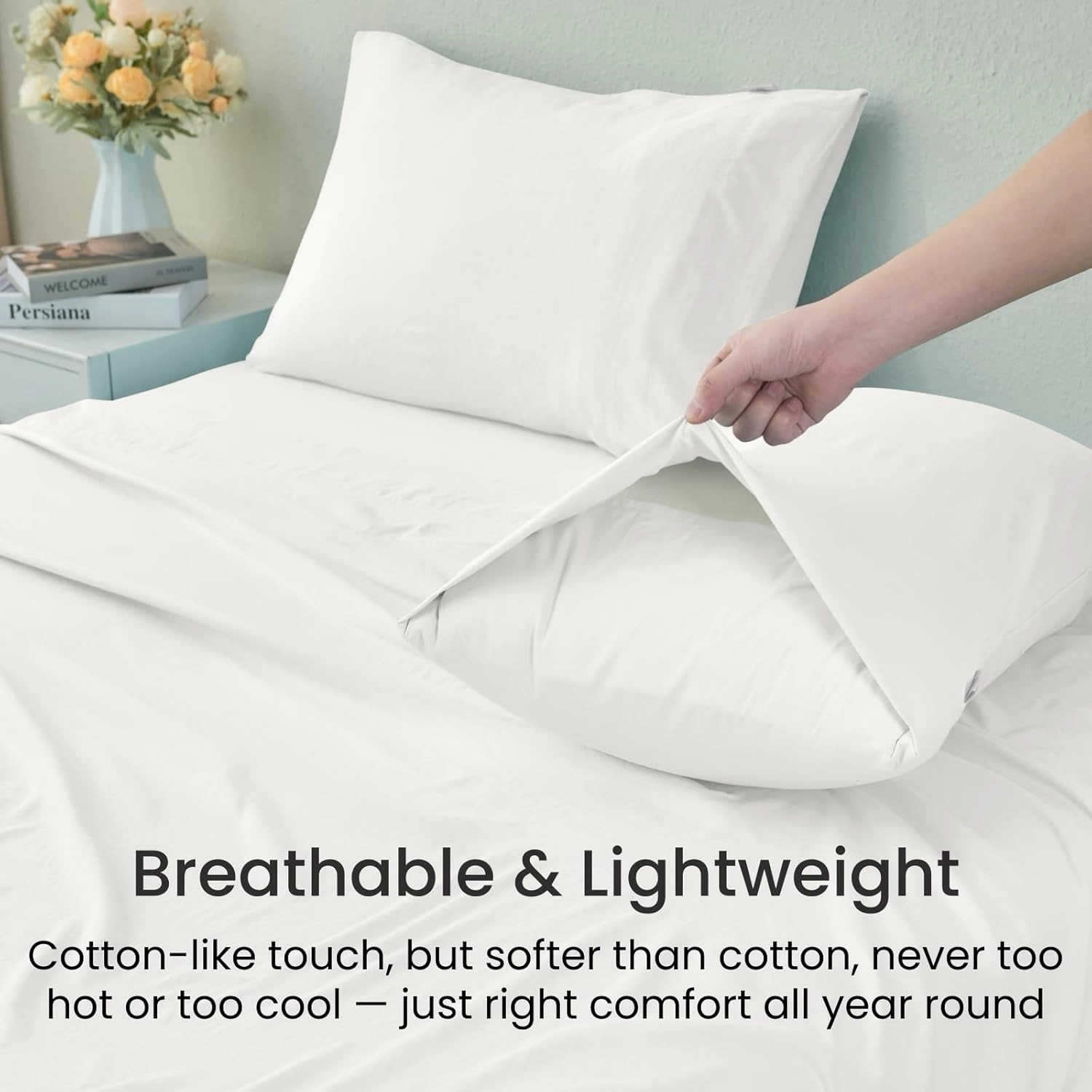 GOKOTTA 5-Pcs Split King Sheets Set for Adjustable Bed with Elastic Corner Straps, 16" Deep Pocket Sleep Number Sheets -Washed & Brushed Microfiber Polyester- Soft, Breathable, Wrinkle-Free - White