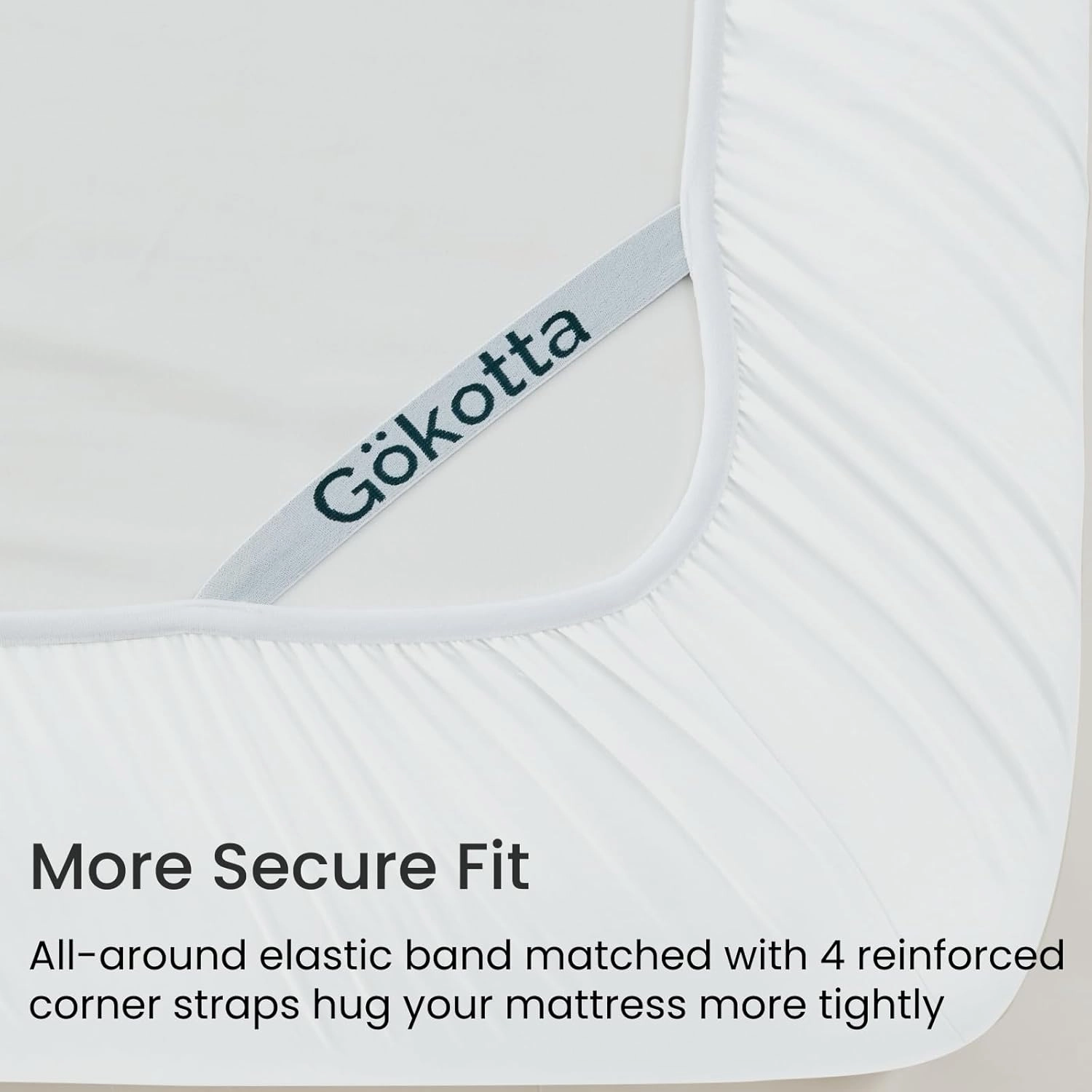GOKOTTA 5-Pcs Split King Sheets Set for Adjustable Bed with Elastic Corner Straps, 16" Deep Pocket Sleep Number Sheets -Washed & Brushed Microfiber Polyester- Soft, Breathable, Wrinkle-Free - White