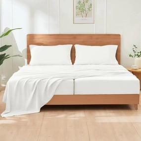 GOKOTTA 5-Pcs Split King Sheets Set for Adjustable Bed with Elastic Corner Straps, 16" Deep Pocket Sleep Number Sheets -Washed & Brushed Microfiber Polyester- Soft, Breathable, Wrinkle-Free - White