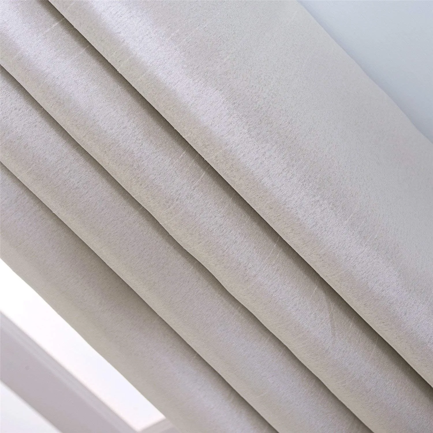 GYROHOME Faux Silk Blackout Curtains, Fully Lined Solid Color Window Treatment Drapes for Bedroom and Living Room Thermal Insulated Grommet Top Room Darkening Drapes, (Beige, 52x84, 2 Panels)