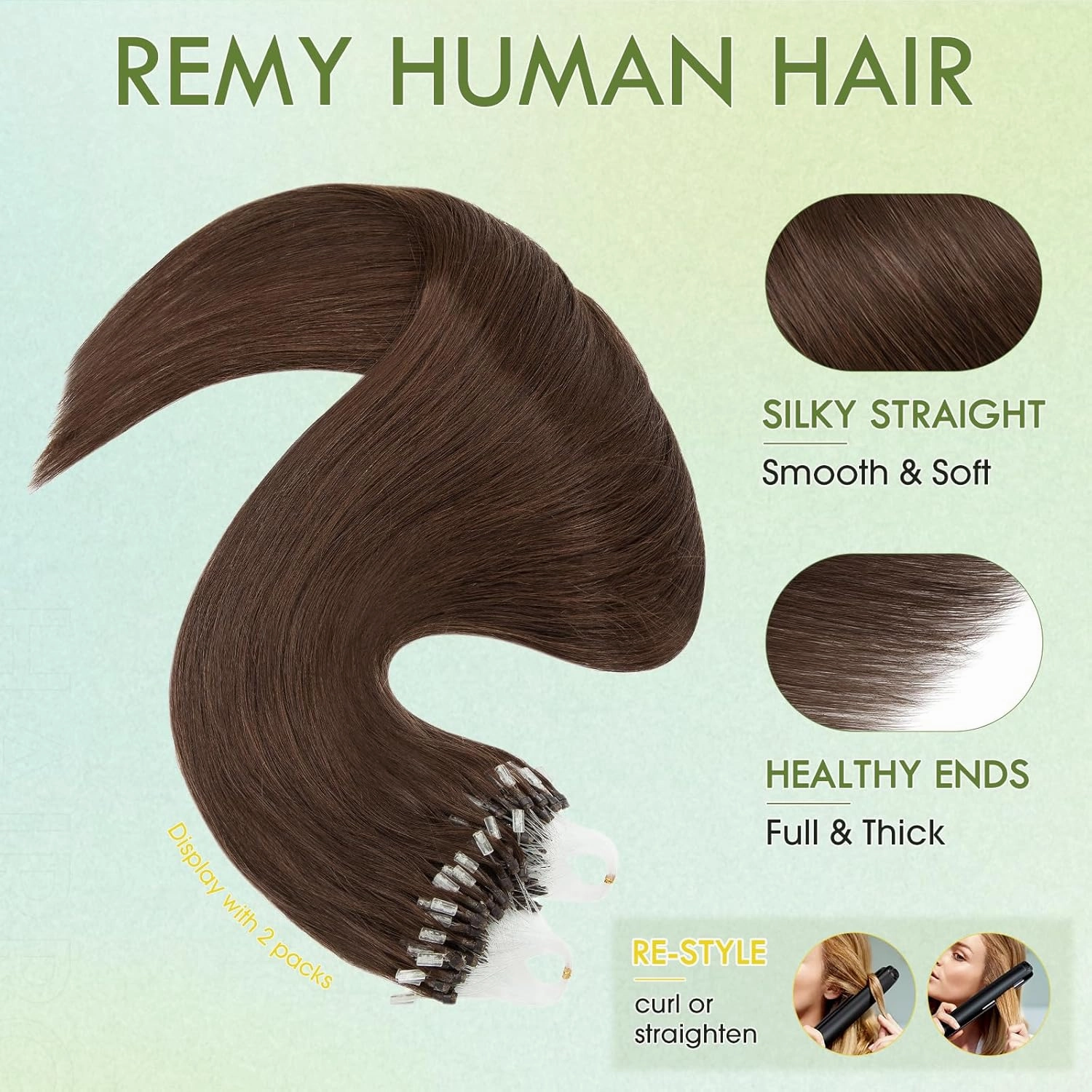 Hairro Microlink Human Hair Extensions For Women Micro Loop Micro Beads Real Hair Pre Bonded Cold Fusion Micro Ring Hairpieces 14 inch 50g 100 Strands #04 Medium Brown
