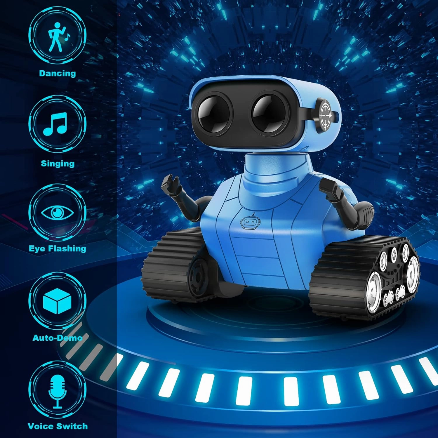 Hamourd Robot Toys for Boys Girls, Rechargeable Remote Control Emo Robots with Auto-Demonstration, Flexible Head & Arms, Dance Moves, Music, Shining LED Eyes for 5  Years Old Kids