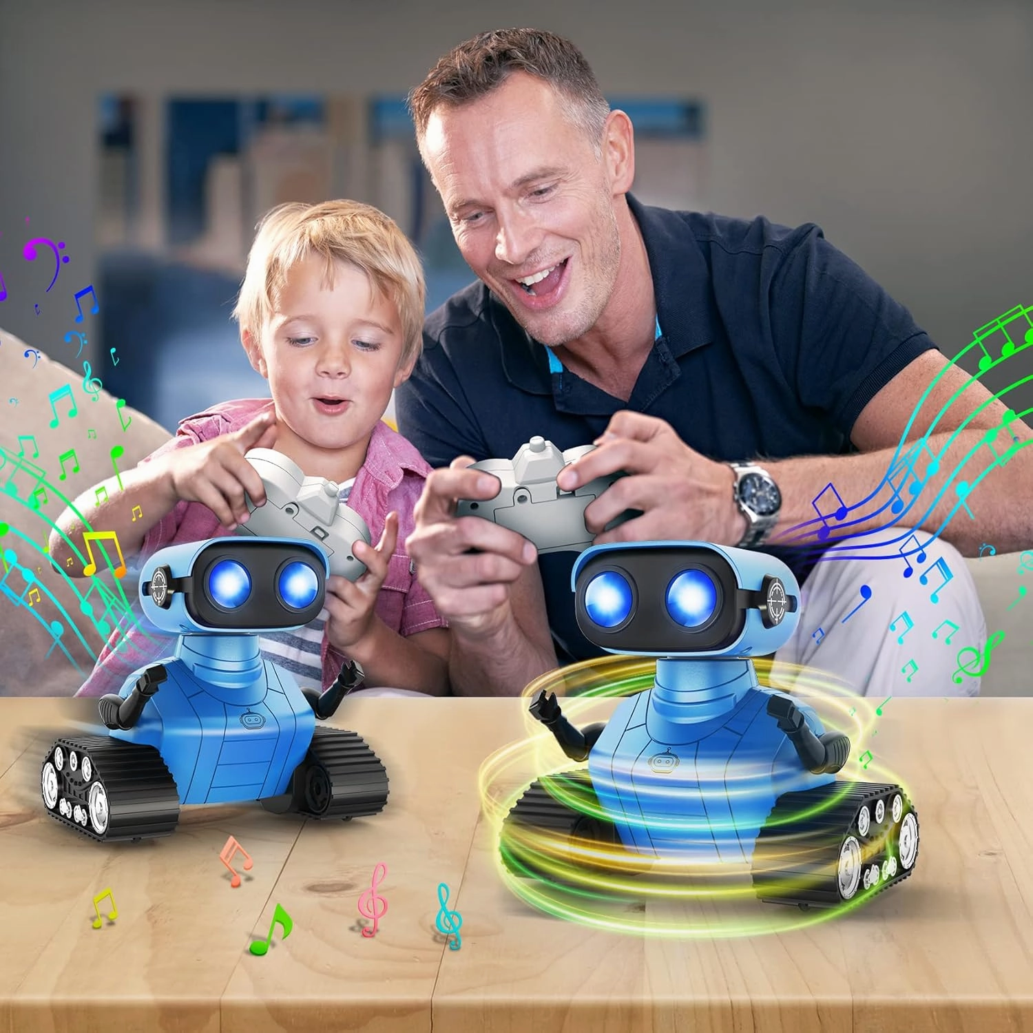 Hamourd Robot Toys for Boys Girls, Rechargeable Remote Control Emo Robots with Auto-Demonstration, Flexible Head & Arms, Dance Moves, Music, Shining LED Eyes for 5  Years Old Kids
