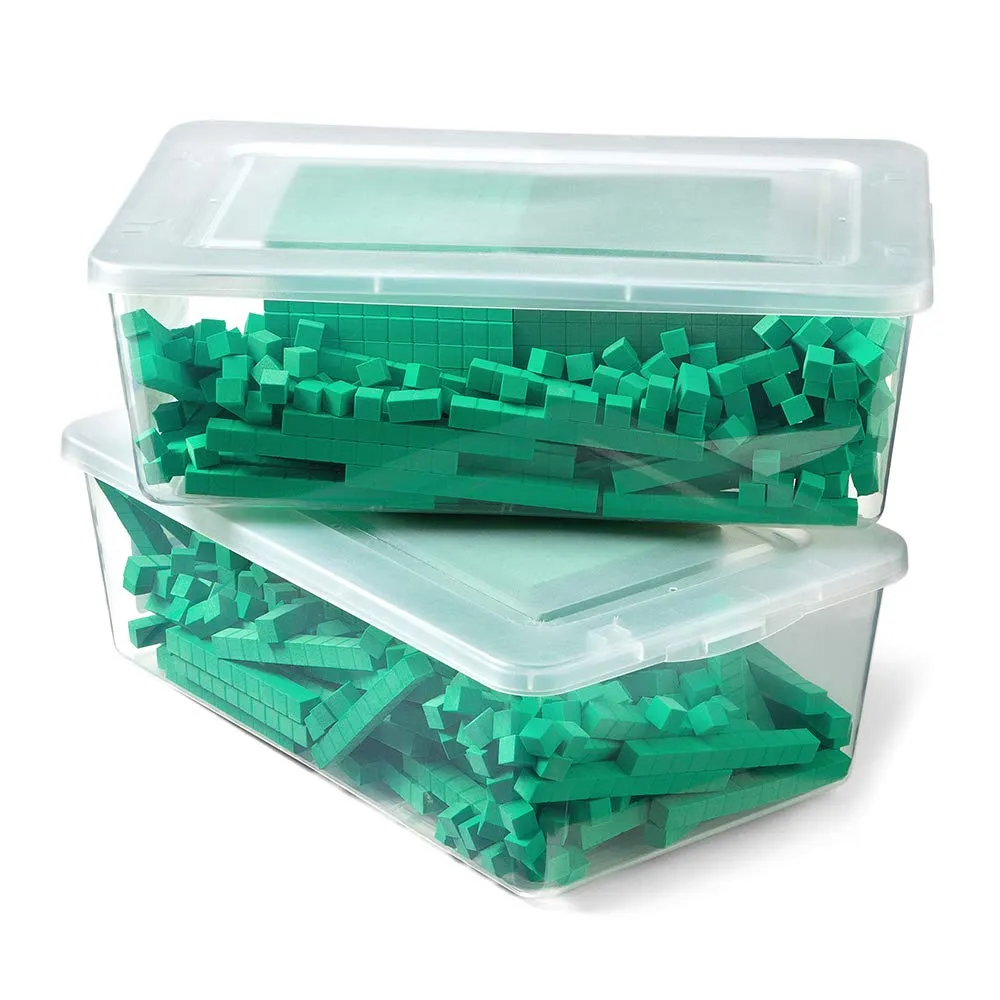 hand2mind Green Foam Base Ten Blocks Complete Set, Place Value Blocks, Counting Cubes for Kids Math, Base 10 Math Manipulatives for Kids, Kindergarten Homeschool Supplies (Set of 322)