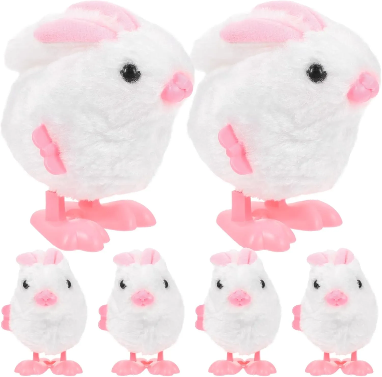 Healifty 6Pcs Plush Rabbit Easter Bunny Clockwork Interactive Jumping Wind Up Hopping Bunny for Easter Bonnet Egg Hunt Party Favors Basket Fillers 4.3 Inches White