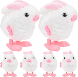 Healifty 6Pcs Plush Rabbit Easter Bunny Clockwork Interactive Jumping Wind Up Hopping Bunny for Easter Bonnet Egg Hunt Party Favors Basket Fillers 4.3 Inches White