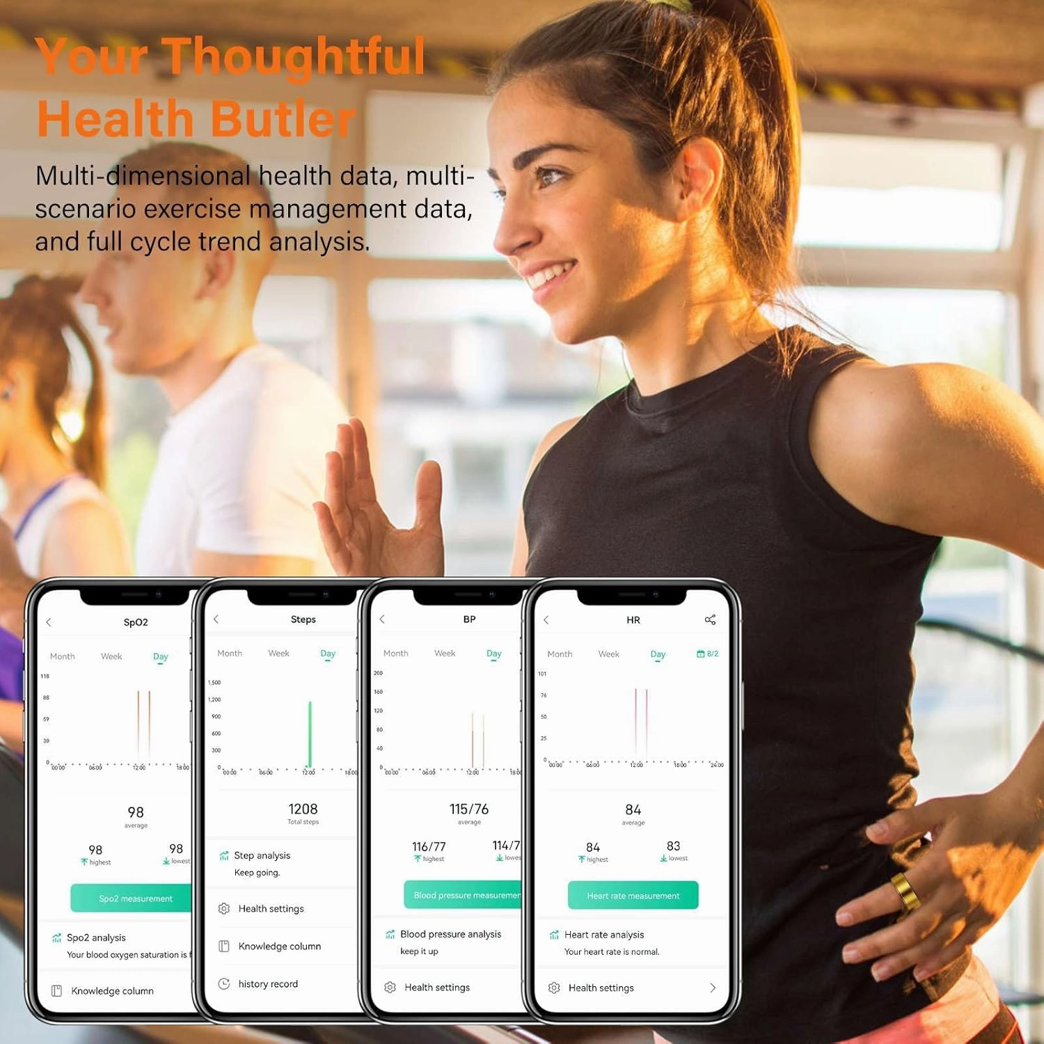 Health Tracker Fitness Sleep Monitor for Women (Gold10#)
